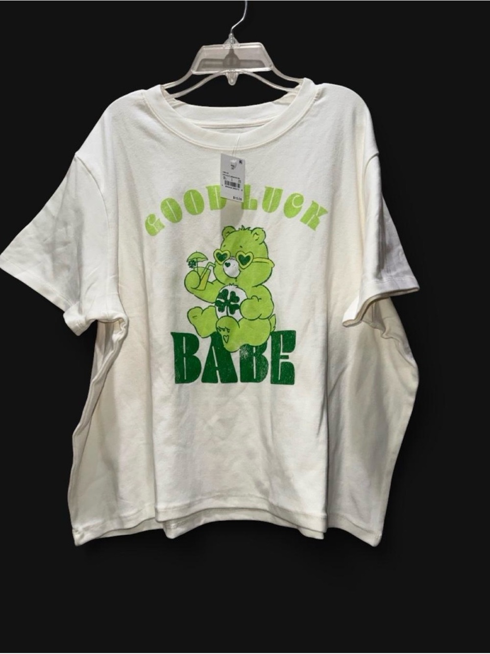 Cool Luck Babe Graphic Tee - White & Green Crop Top